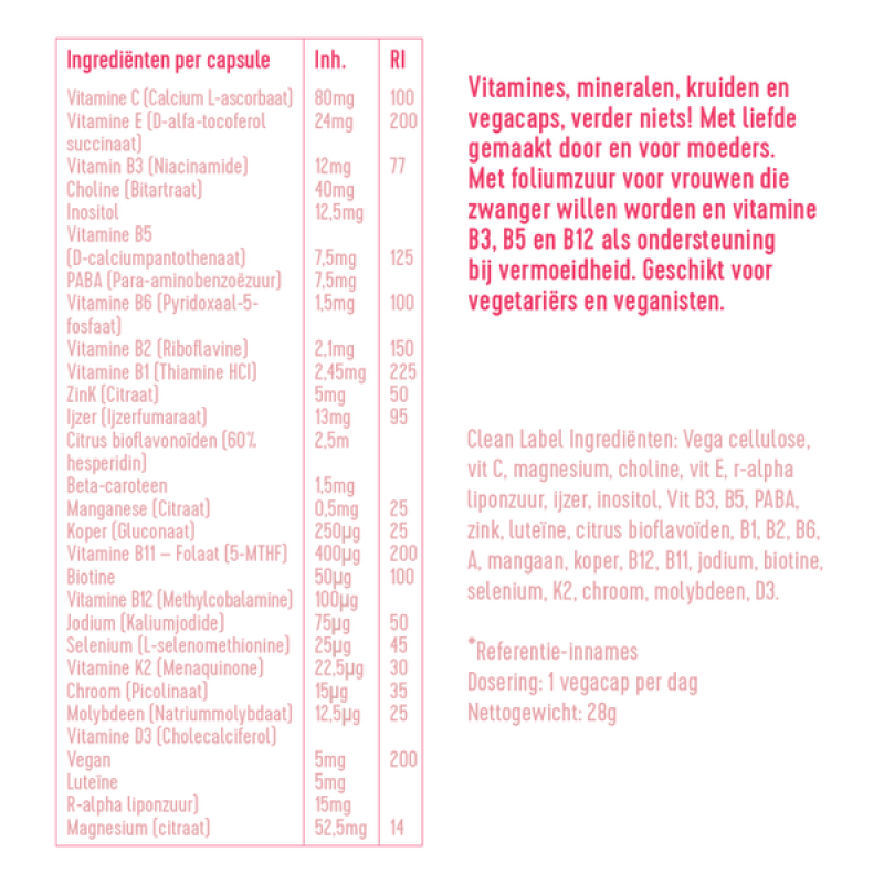 Laveen Refill Vega Mama Multi for pregnant women, replacement refill 30 pcs