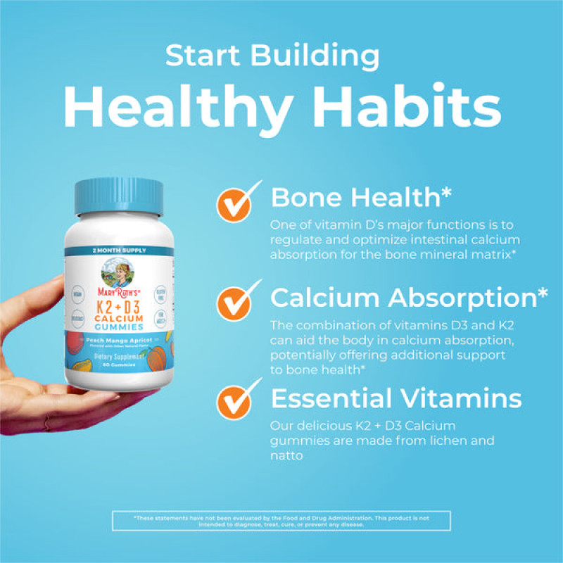 Mary Ruth's K2 + D3 Calcium Gummies 60 pcs