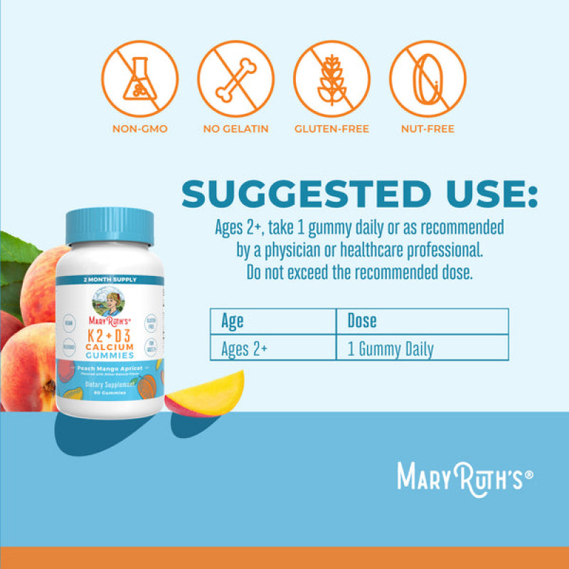 Mary Ruth's K2 + D3 Calcium Gummies 60 pcs