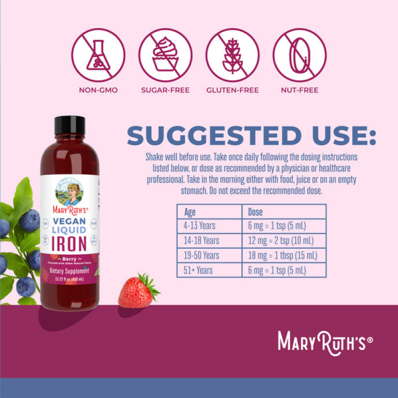 Mary Ruth's Železo tekuté vegan 450 ml