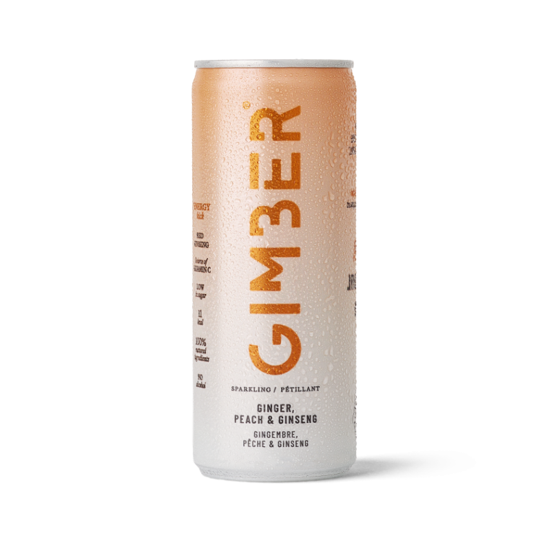 Gimber Zázvor, broskyňa & ženšen, bio perlivý nápoj, 250 ml