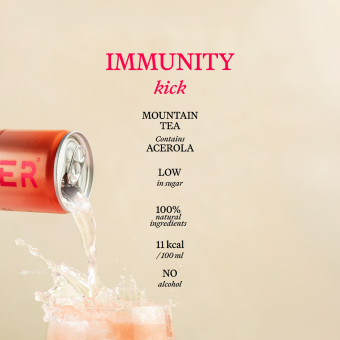 Gimber Zázvor, malina & horský čaj, bio perlivý nápoj, 250 ml
