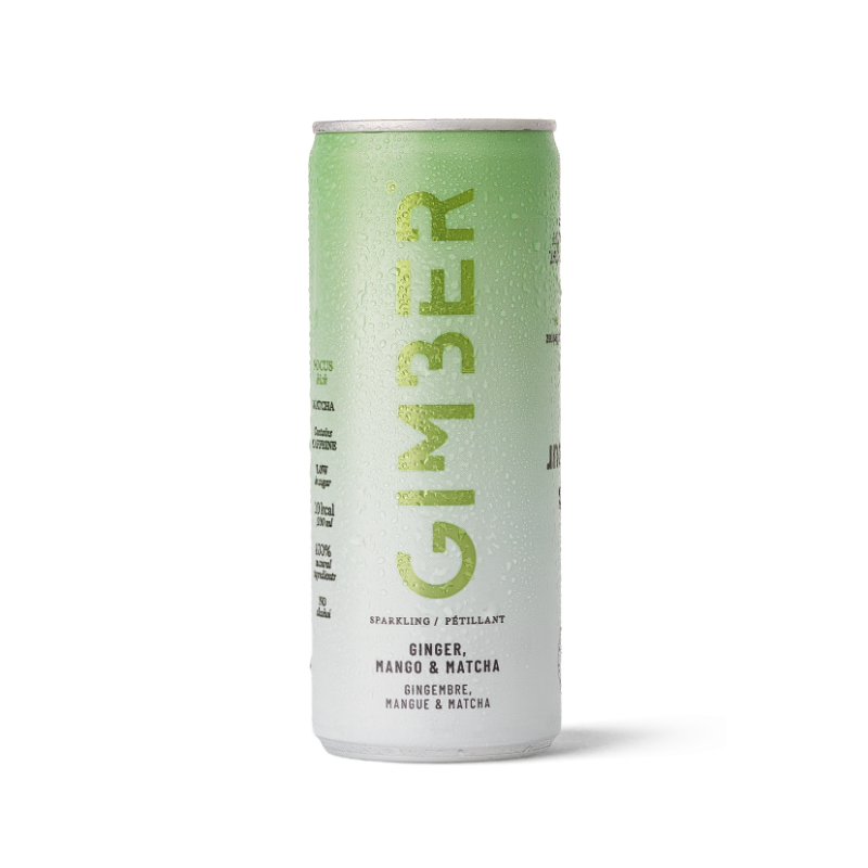 Gimber Zázvor, mango & matcha, bio perlivý nápoj, 250 ml