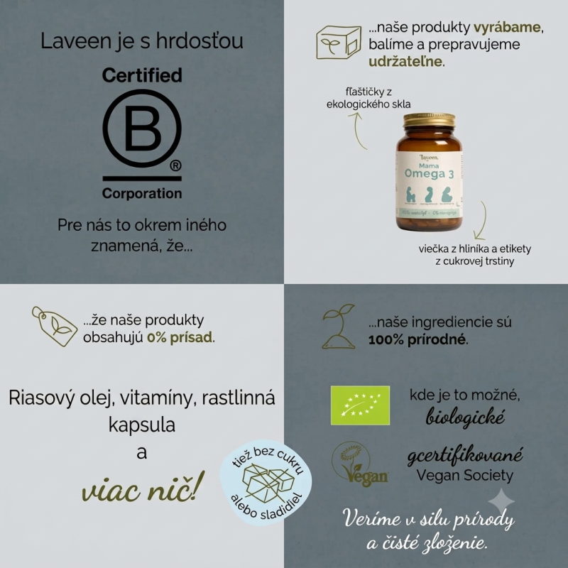 Laveen Mama Omega 3 pre tehotné (rastlinné, bohaté na DHA) 60 ks