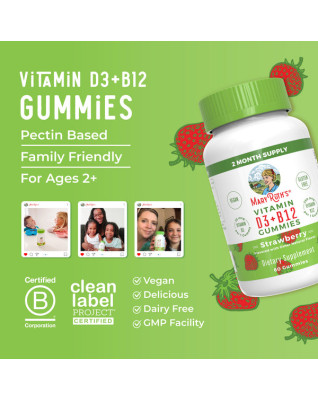 Mary Ruth's D3 + B12 Gummies jahoda 60 ks