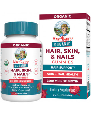 Mary Ruth's Bio Hair, Skin, & Nail Gummies jahodové 60 ks
